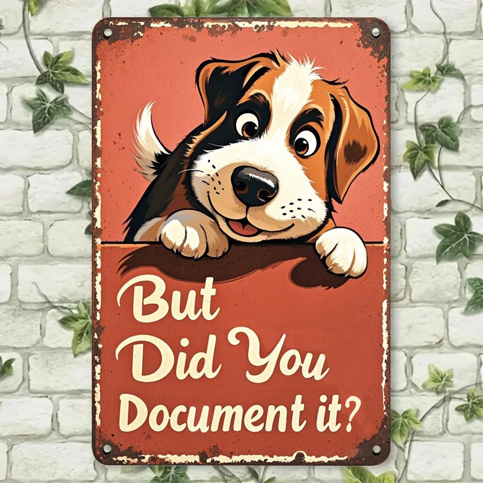 Funny Dog Quote Metal Sign: "But Did You Document It" Humor Decor