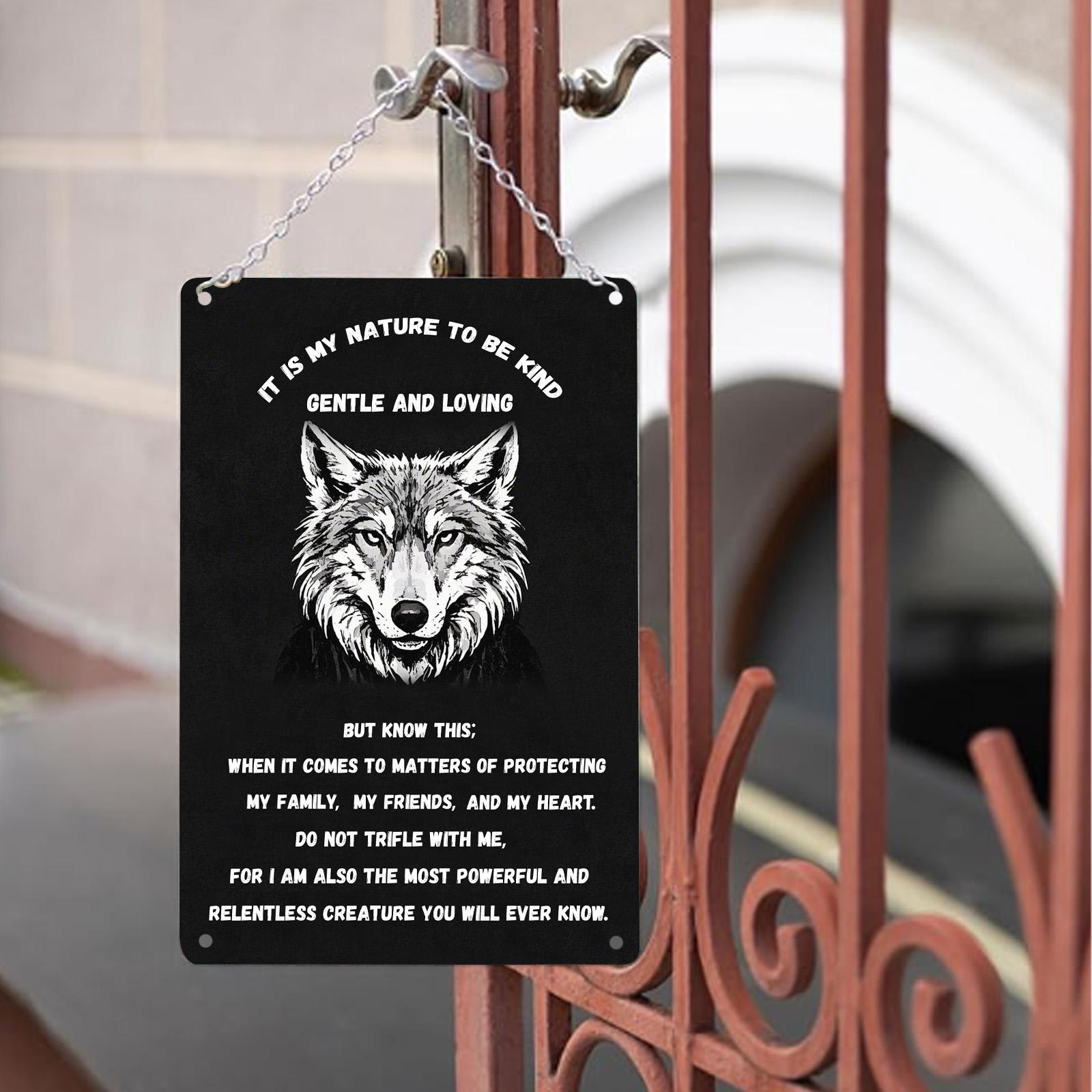 Wolf Inspirational Metal Sign: Rustic Cabin Decor
