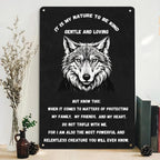 Pancarte métallique inspirante Loup | Décoration de chalet rustique