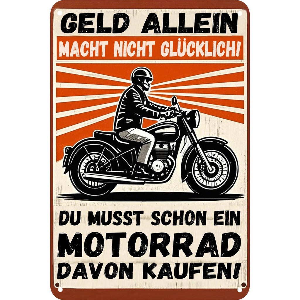 Panneau métallique humoristique allemand de moto | Décoration de motard vintage