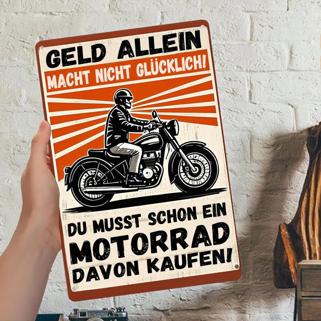 Panneau métallique humoristique allemand de moto | Décoration de motard vintage