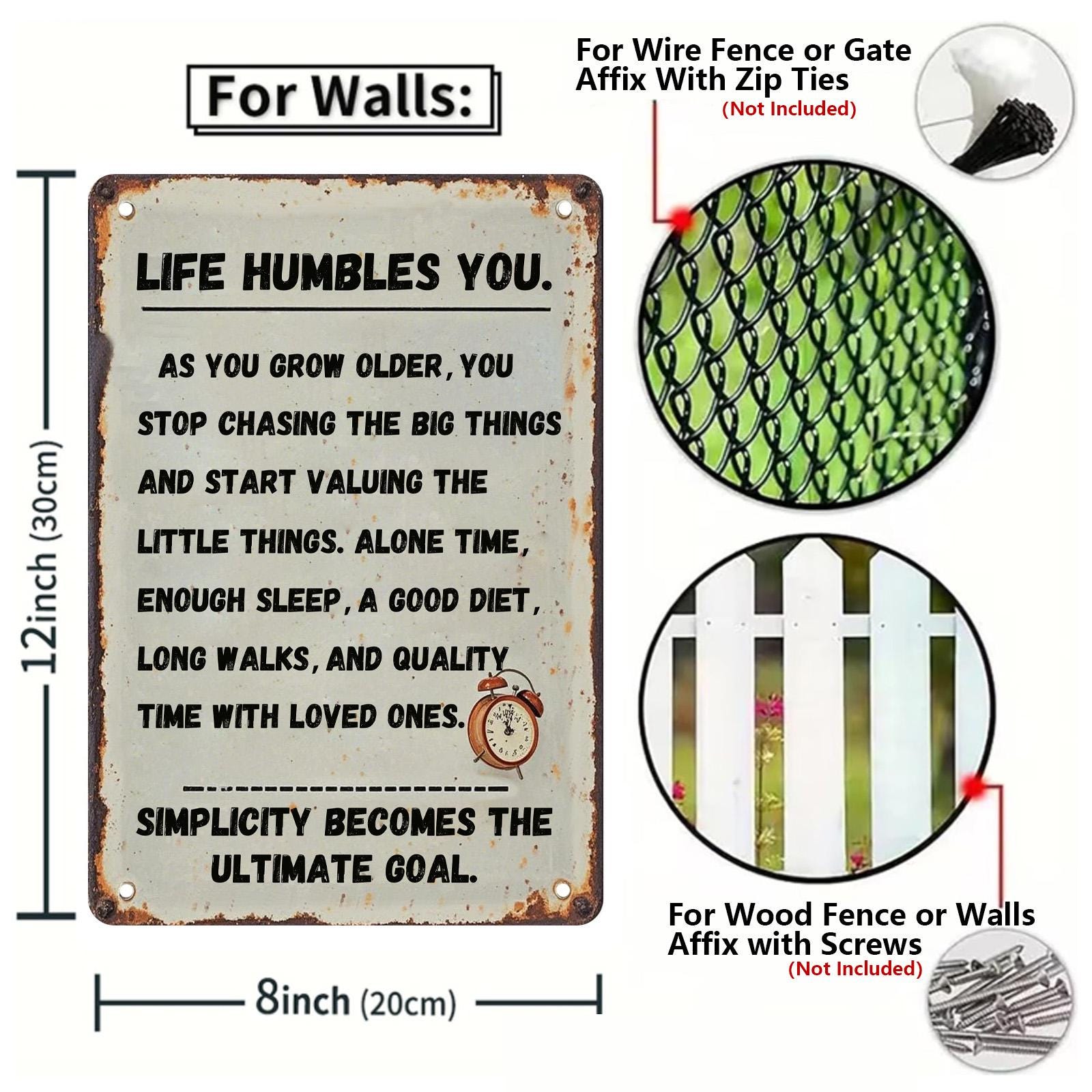Life Humbles You Metal Sign: Inspirational Vintage Rustic Wall Decor