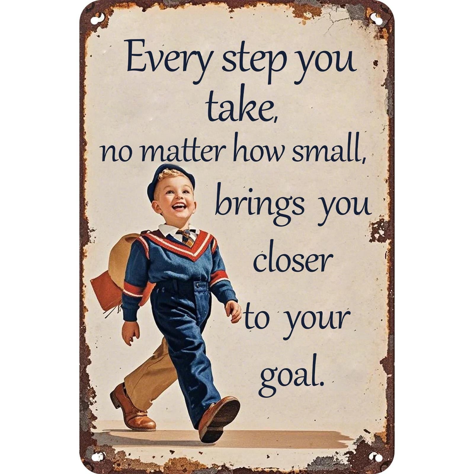 Inspirational Quote Metal Sign: Vintage Rustic Wall Decor - 8x12" Tinplate