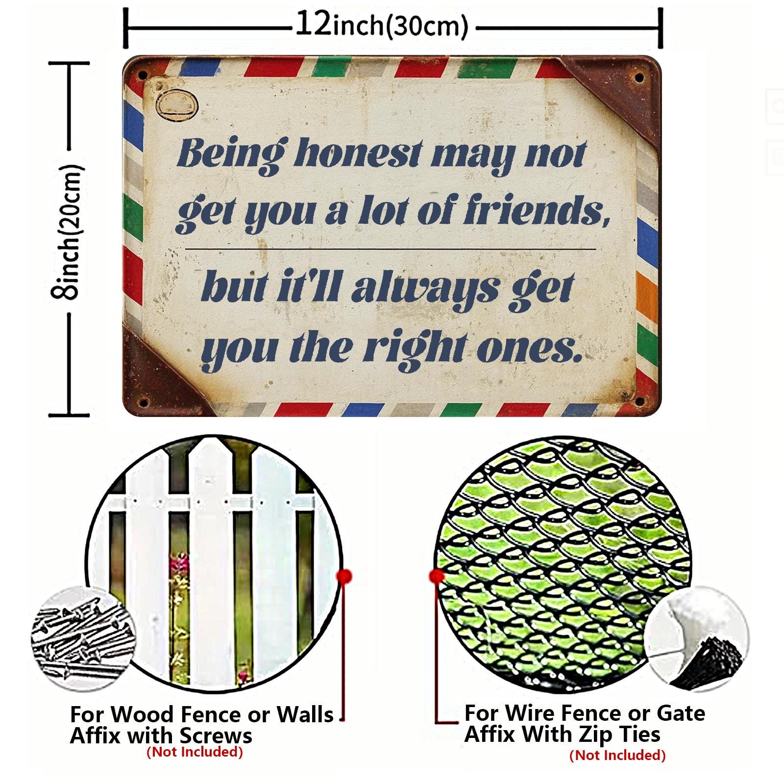 Inspirational Quote Metal Sign: Rustic Vintage Farmhouse Wall Decor