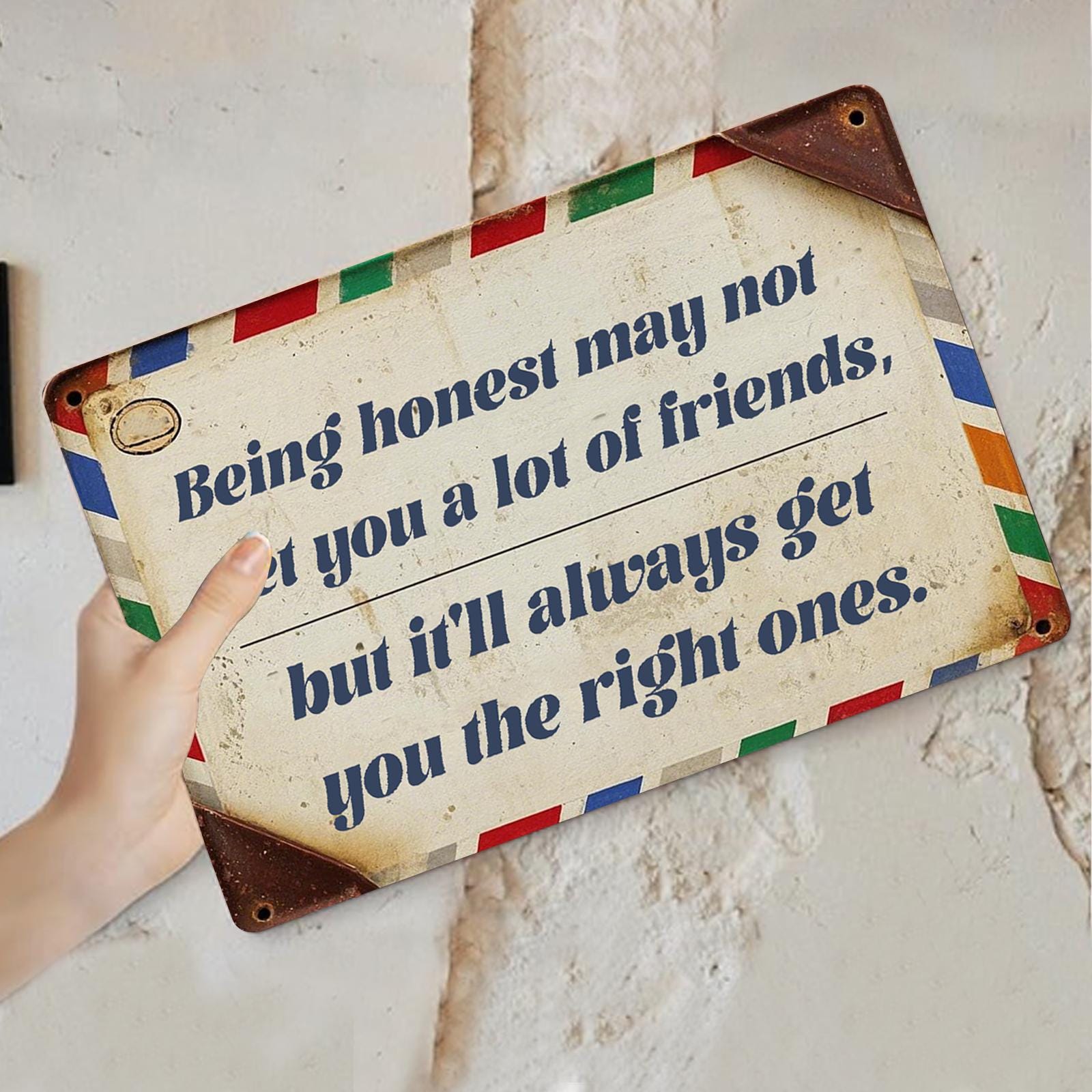Inspirational Quote Metal Sign: Rustic Vintage Farmhouse Wall Decor