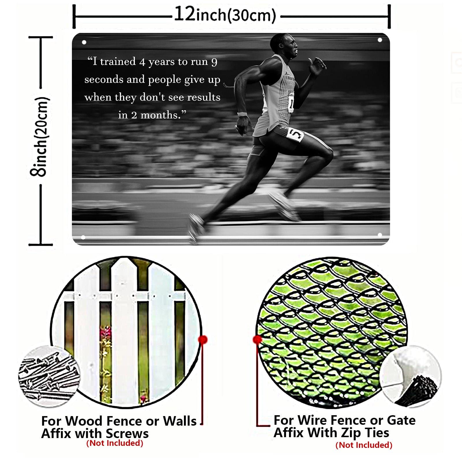 Vintage Running Quote Metal Sign: Inspirational Sports Decor