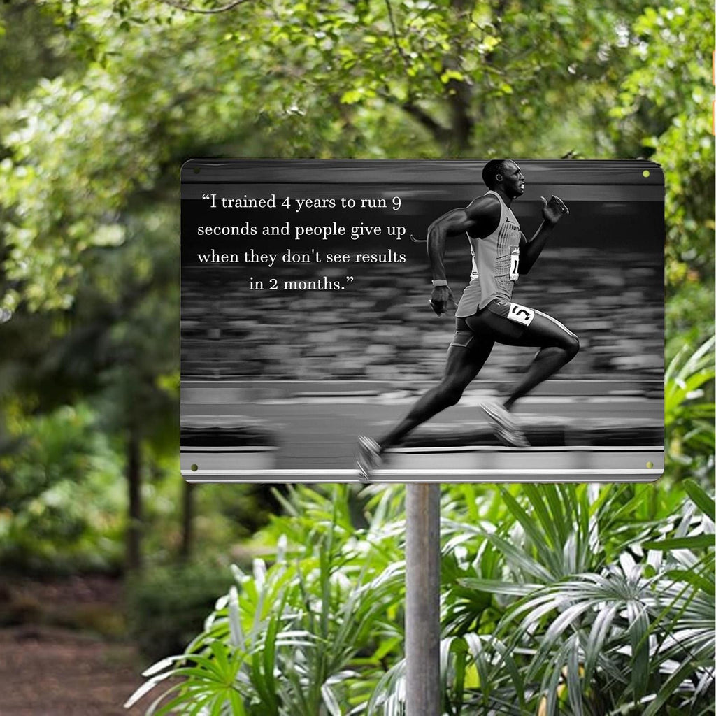 Plaque Métal Citation Course Rétro | Décoration Sportive Inspirante