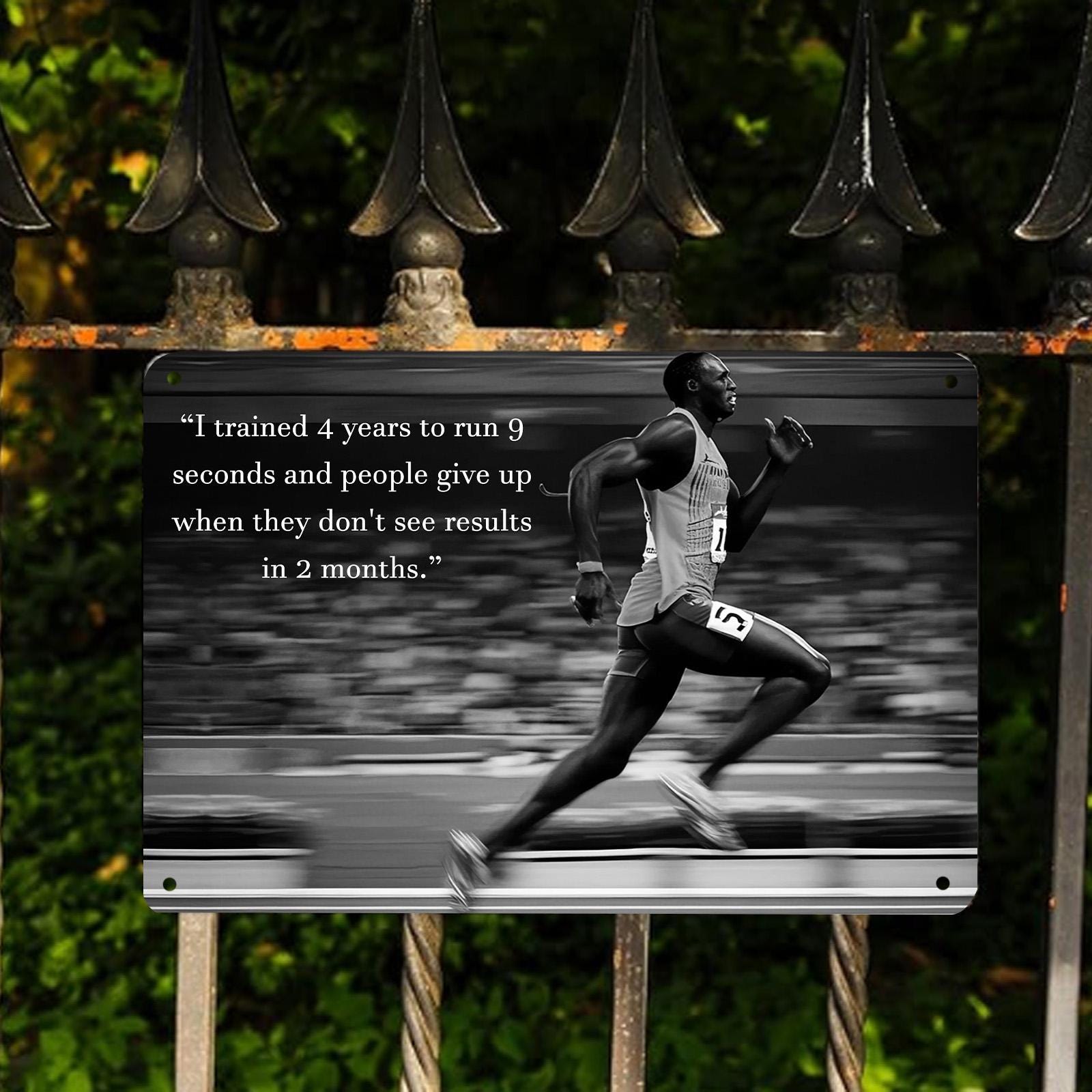 Vintage Running Quote Metal Sign: Inspirational Sports Decor