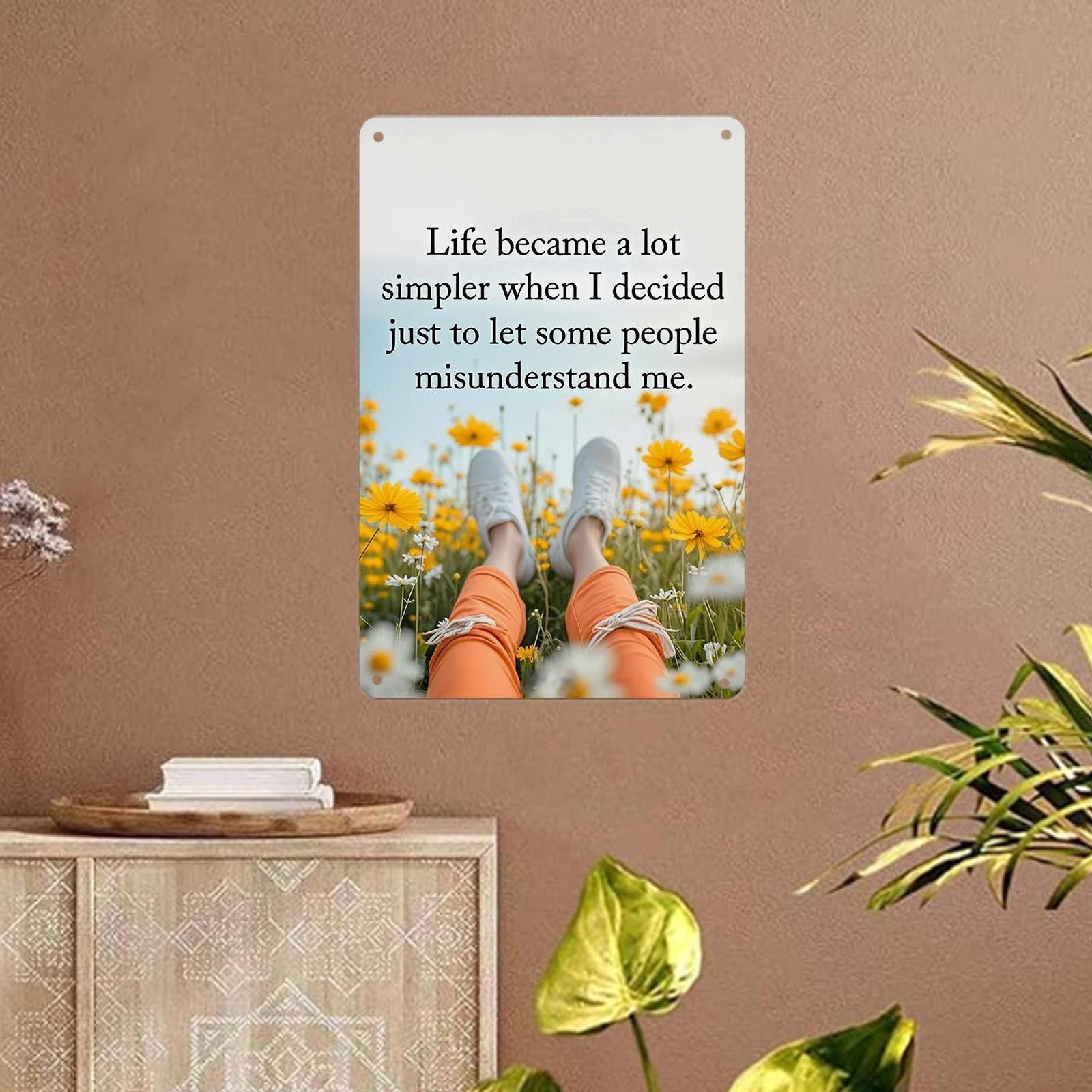 Vintage Motivational Metal Sign: Yellow Flower Field, Home Decor (8x12)
