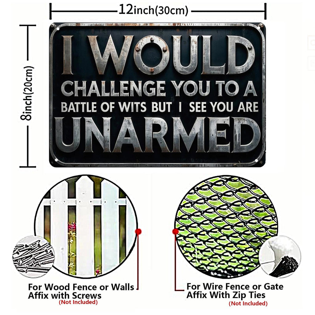 Vintage "Battle of Wits" Blechschild | Rustikale Mannhöhlen-Wanddekoration