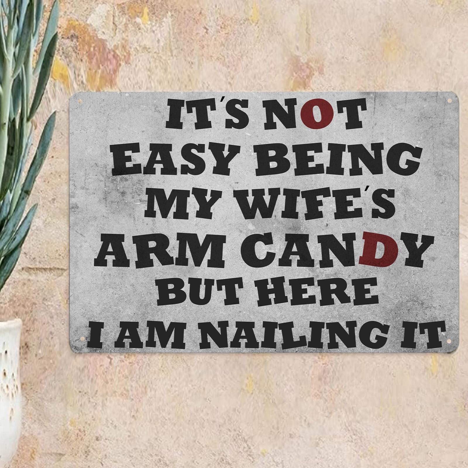 Vintage "Arm Candy" Metal Sign: Funny Man Cave Garage Decor