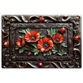 Rote Mohnblumen Metall-Wandtafel | Vintage Garten Deko Metallschild
