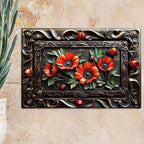 Rote Mohnblumen Metall-Wandtafel | Vintage Garten Deko Metallschild