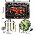 Rote Mohnblumen Metall-Wandtafel | Vintage Garten Deko Metallschild