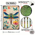 Enseigne murale libellule et papillon en métal | Décoration florale vintage pour la maison