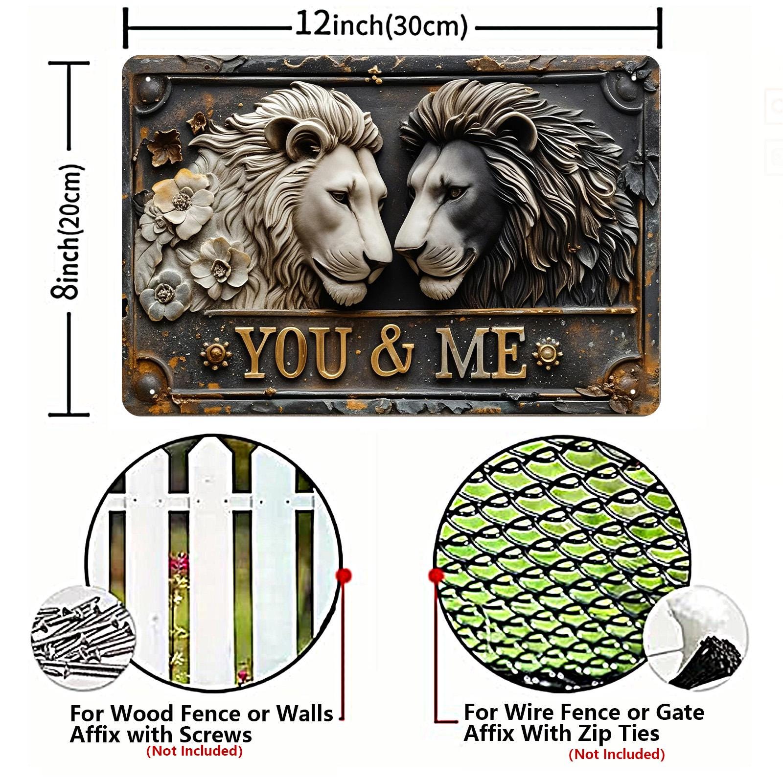 Rustic Lion Couple Metal Wall Art: Vintage Home Decor