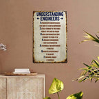Plaque Métal Ingénieur Amusante | Décor Rétro Humour pour Garage & Atelier