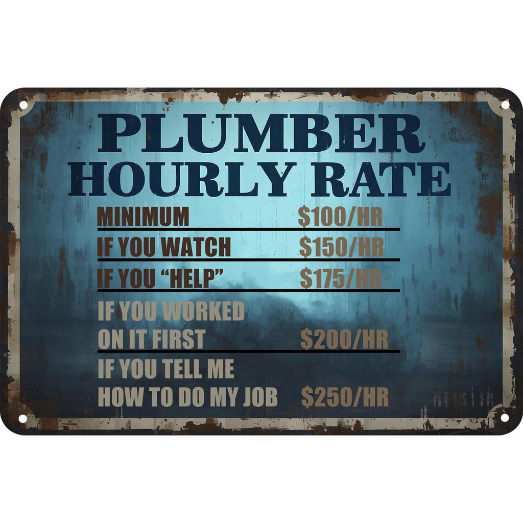 Funny Plumber Metal Sign: Retro Humor Wall Art for Man Cave