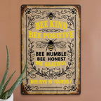 Bee Kind Metal Sign: Vintage-Style Home or Garden Decor