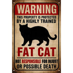 Lustiges dicke Katze Warnung Metallschild | Haus, Garten, Terrassen Deko