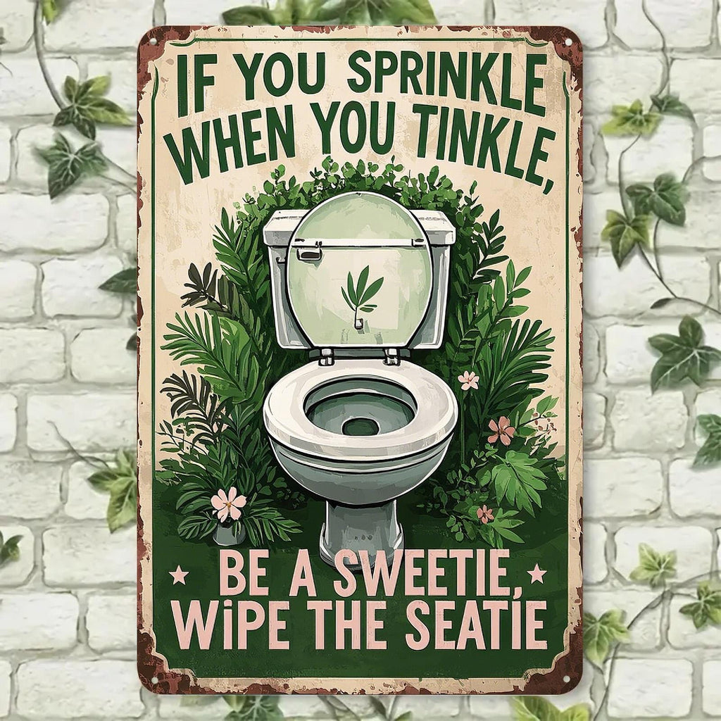 Panneau mural en métal humoristique pour salle de bain | Plaque murale rustique avec humour de toilette