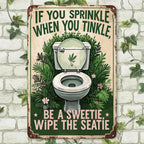 Panneau mural en métal humoristique pour salle de bain | Plaque murale rustique avec humour de toilette