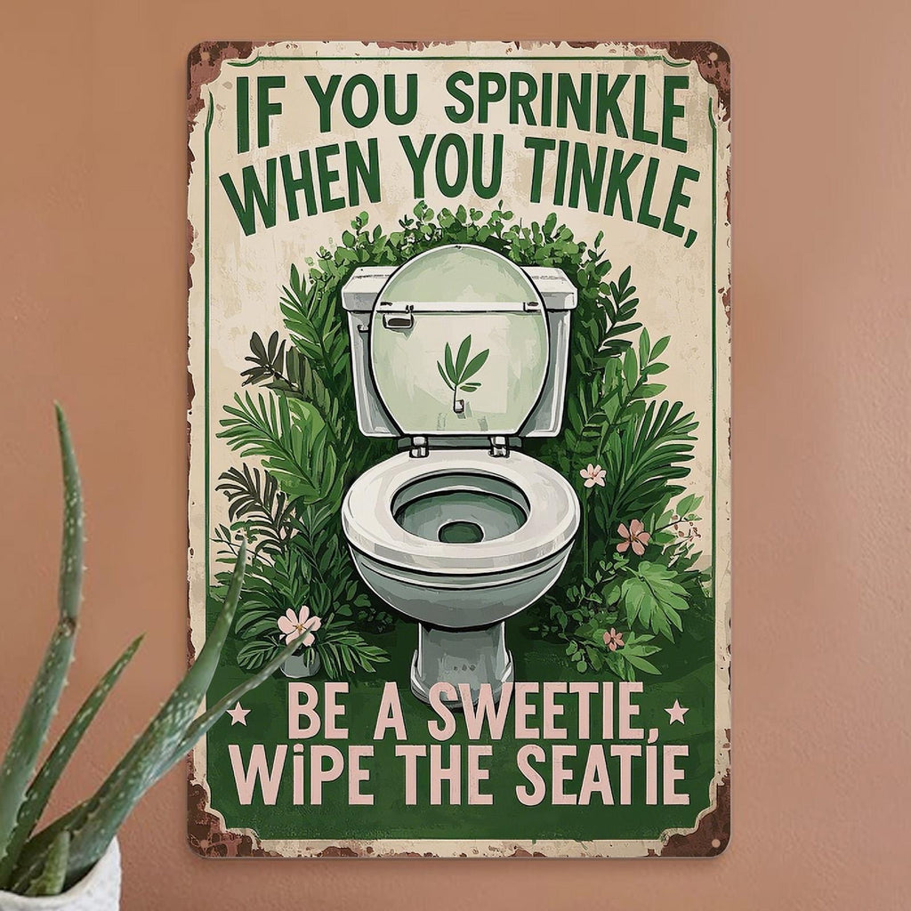 Panneau mural en métal humoristique pour salle de bain | Plaque murale rustique avec humour de toilette