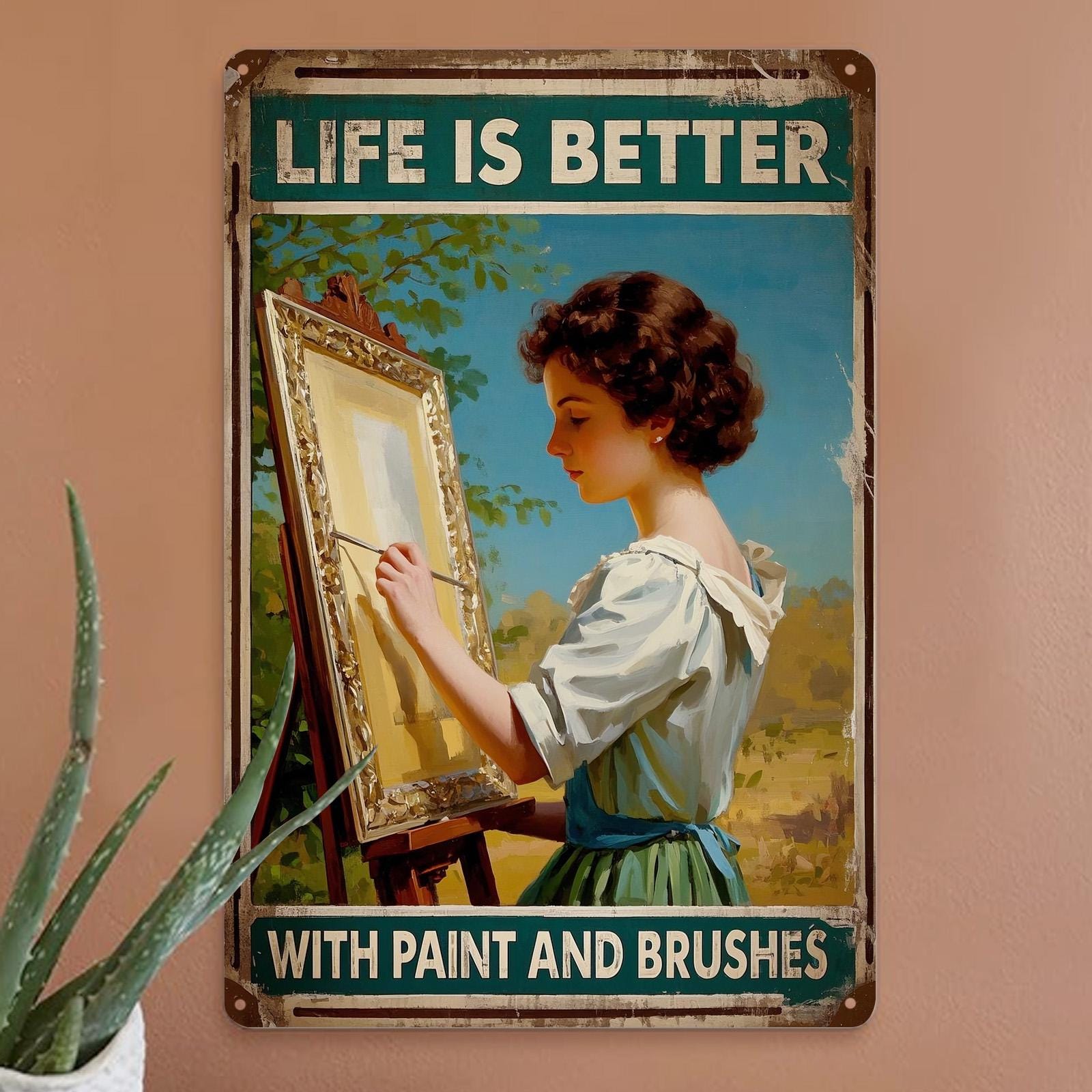 Funny Deer Hunting Metal Sign: Rustic Cabin Lodge Decor