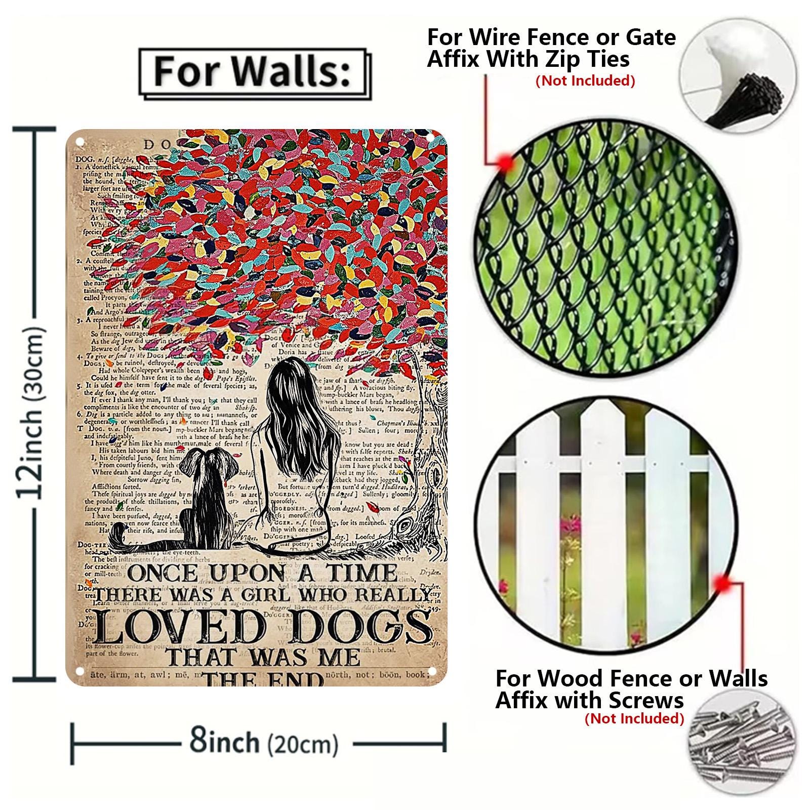 Dog Lover Metal Sign: Vintage Colorful Tree Design, Home Decor