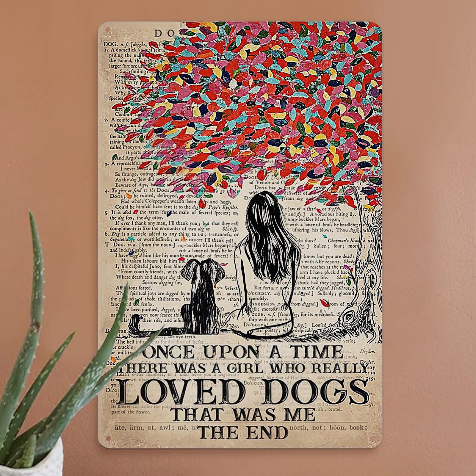 Dog Lover Metal Sign: Vintage Colorful Tree Design, Home Decor