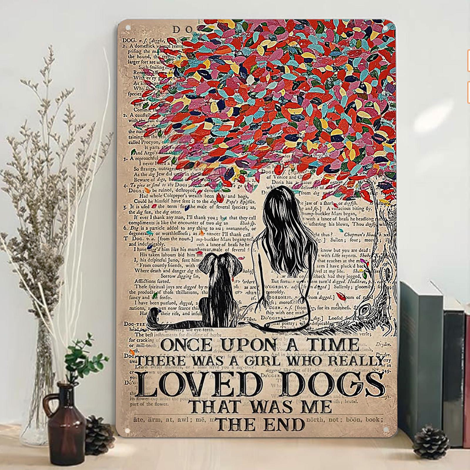 Dog Lover Metal Sign: Vintage Colorful Tree Design, Home Decor