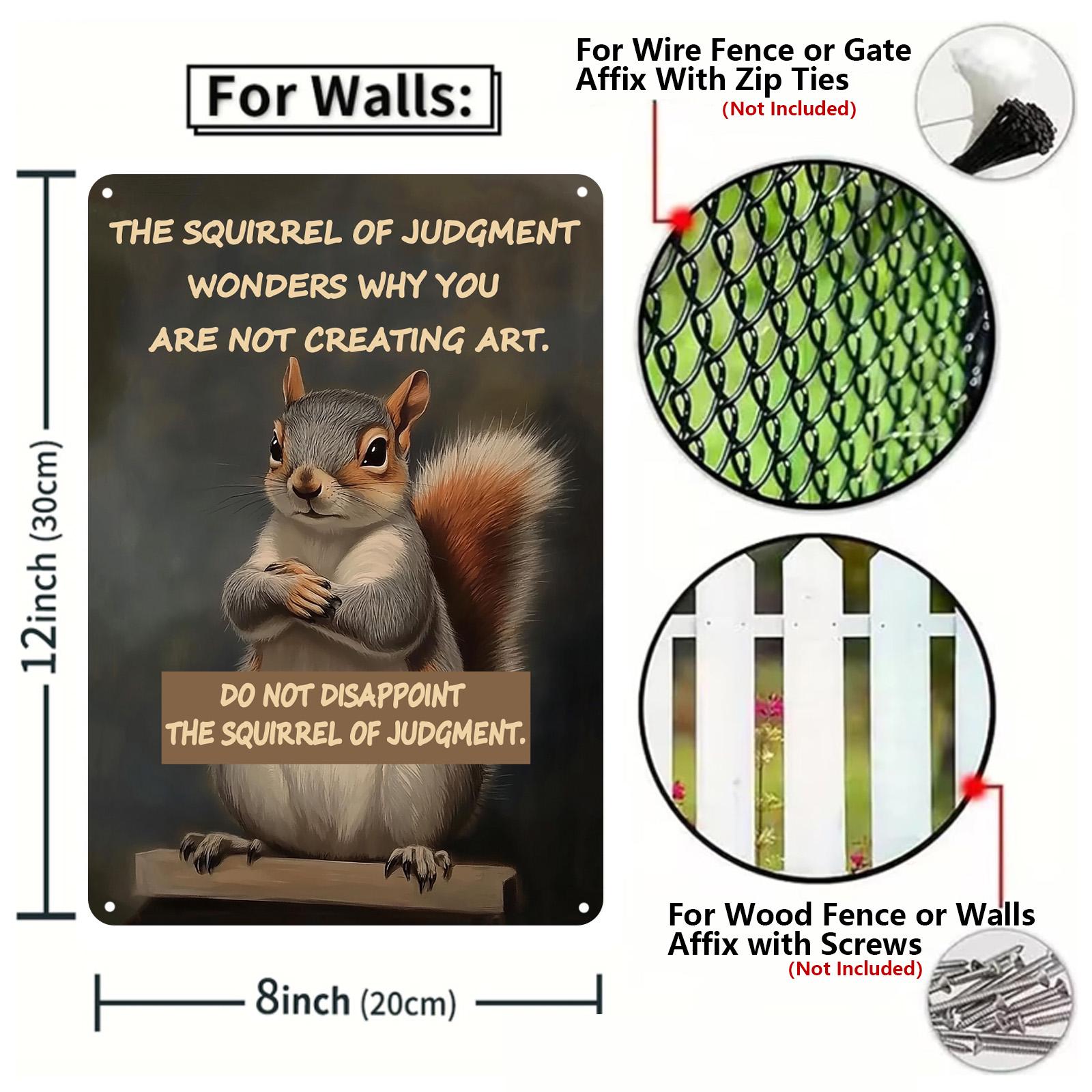 Funny Squirrel of Judgment Metal Sign: Humor Wall Art