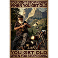 Biker Metallschild | Du hörst nicht auf zu fahren | Blechschild im Vintage-Stil für die Wanddekoration
