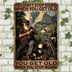 Biker Metallschild | Du hörst nicht auf zu fahren | Blechschild im Vintage-Stil für die Wanddekoration