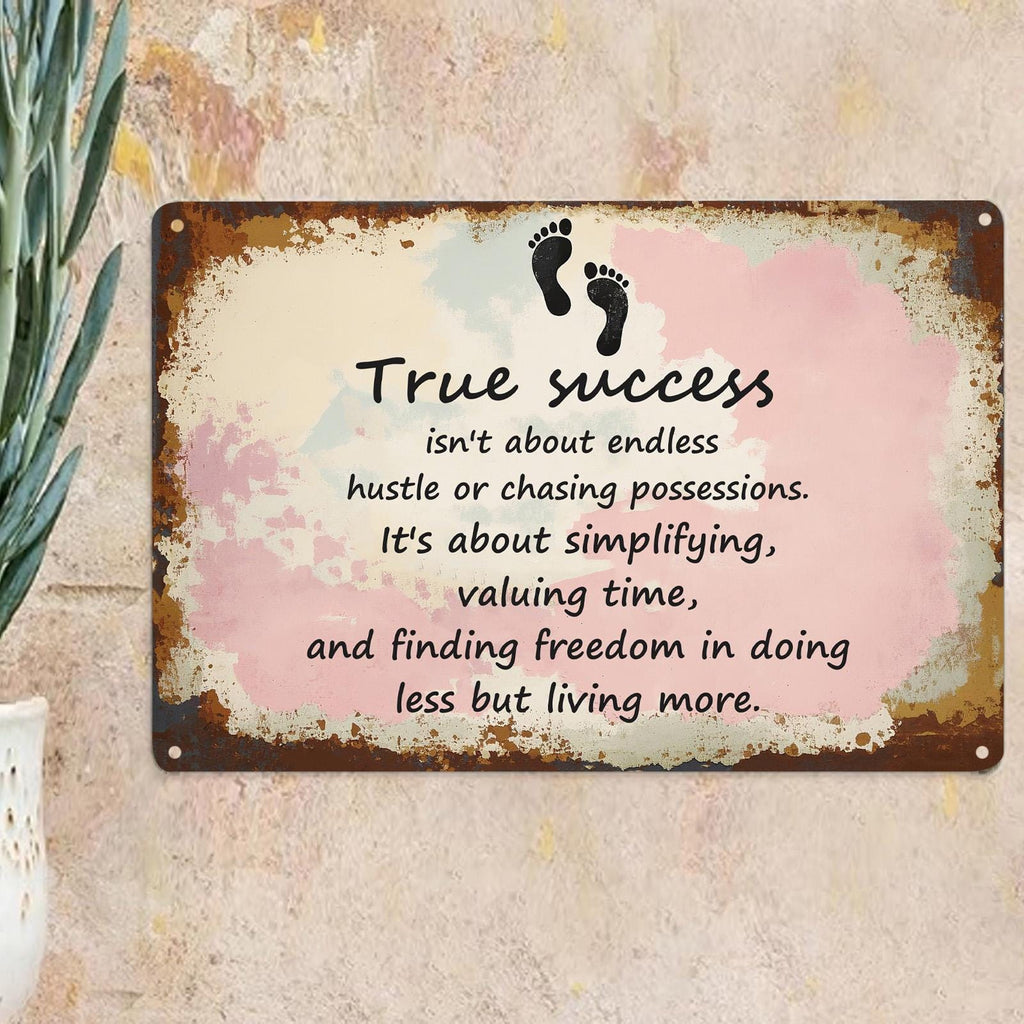 Inspirational "True Success" Metal Sign: Rustic Motivational Wall Art