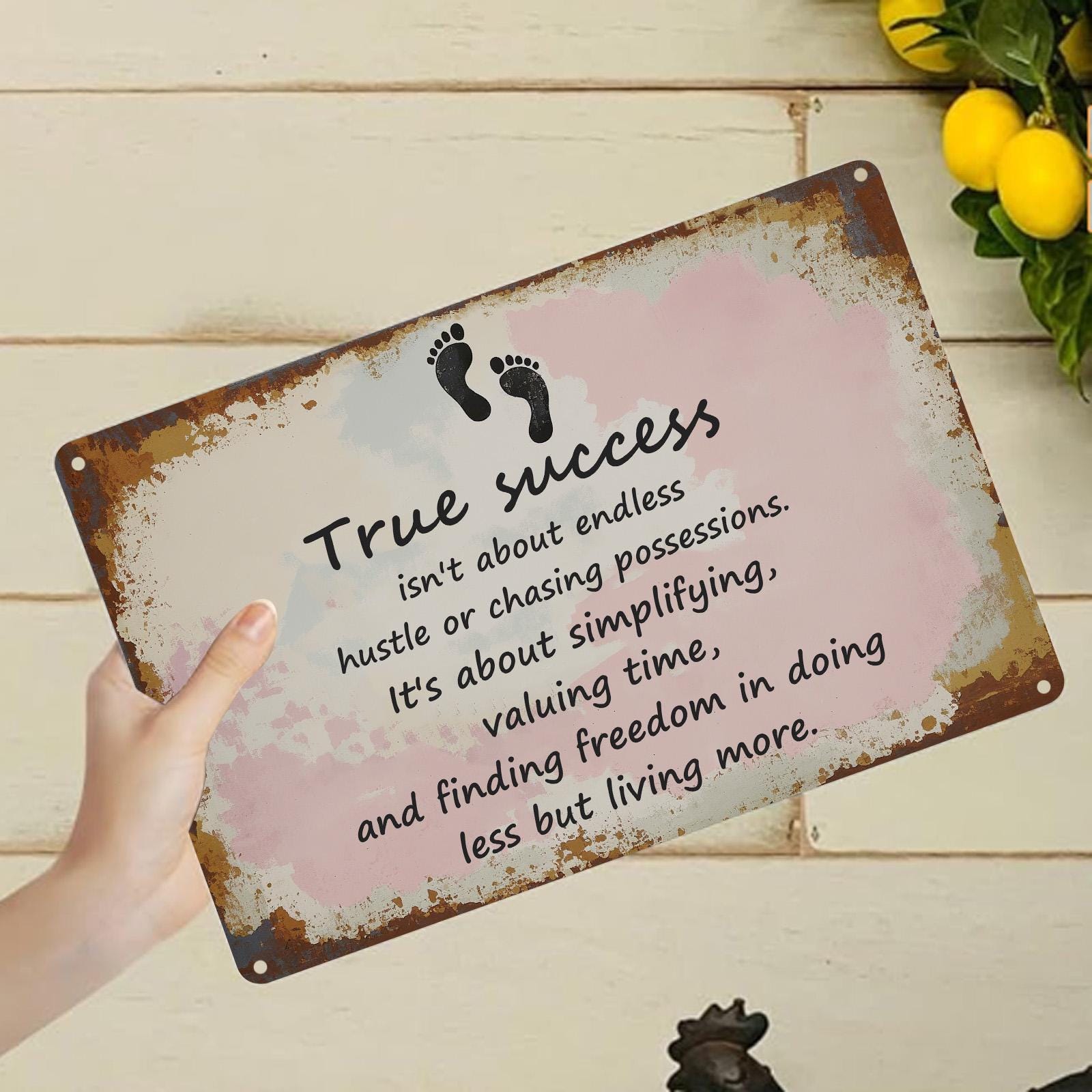 Inspirational "True Success" Metal Sign: Rustic Motivational Wall Art