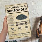Vintage Chemistry of Gunpowder Metal Sign: Educational Wall Art