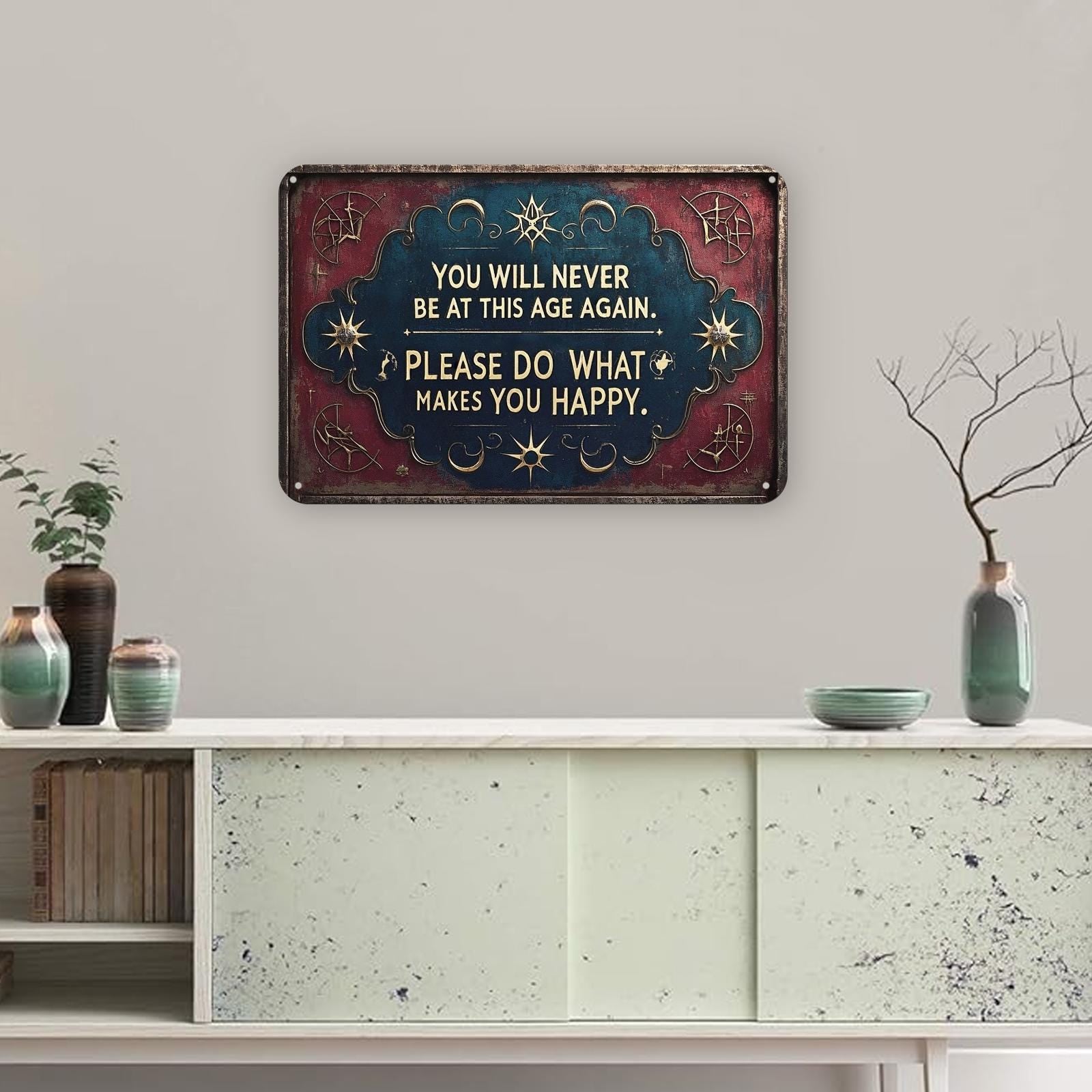 Inspirational "Do What Makes You Happy" Metal Sign - Vintage Rustic Decor