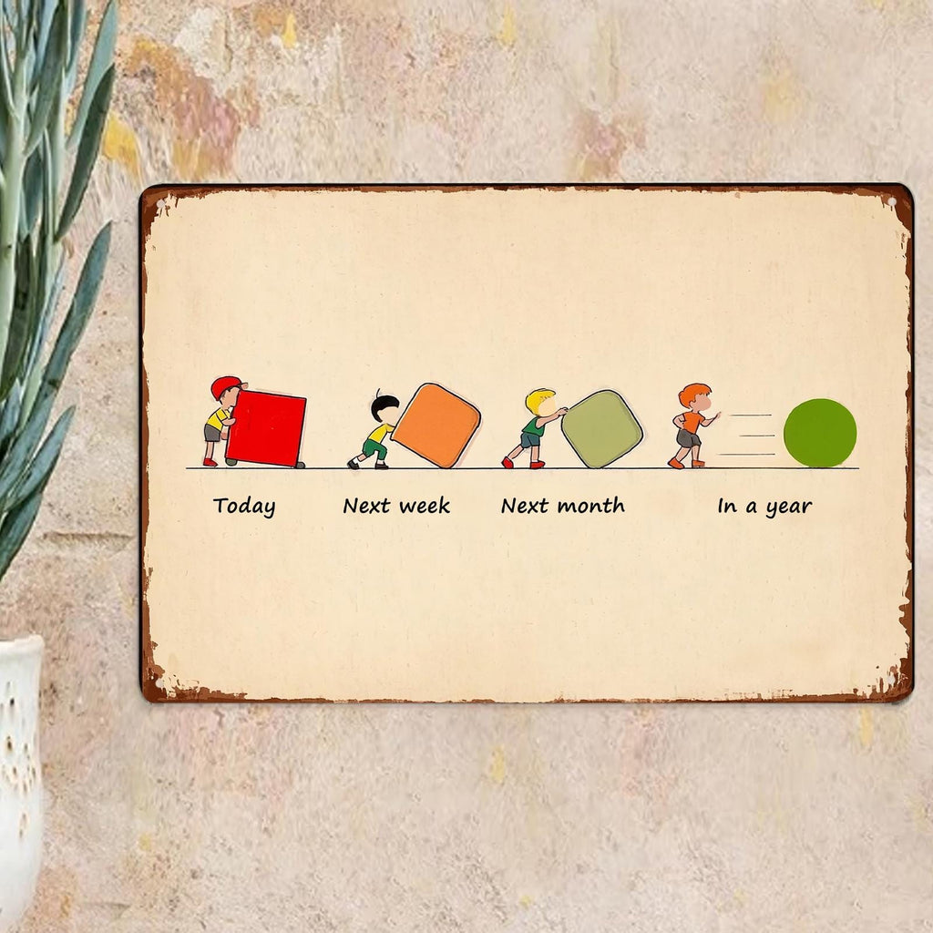 Motivational Progress Quote Metal Sign: Rustic Inspirational Wall Art