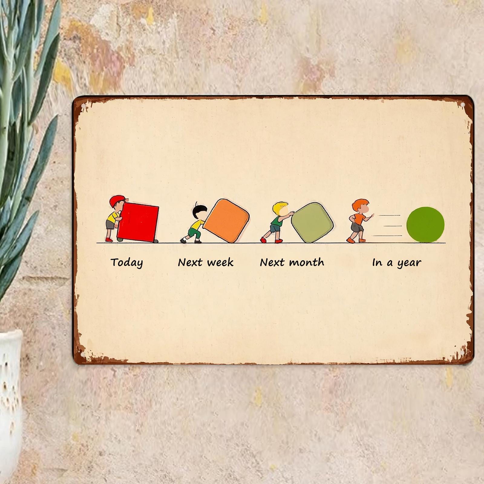 Motivational Progress Quote Metal Sign: Rustic Inspirational Wall Art