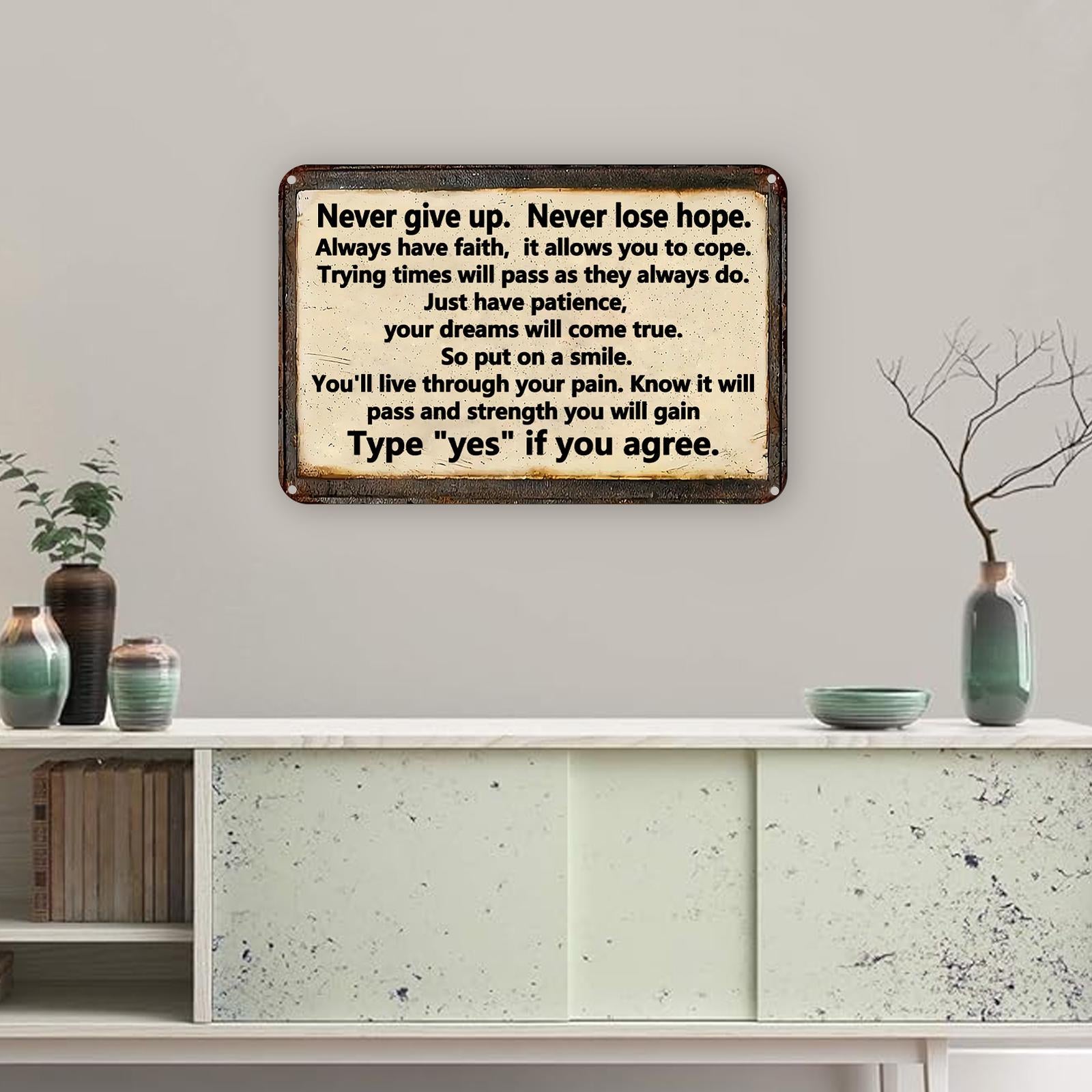 Rustic Motivational Metal Sign: Vintage Style Inspirational Wall Art