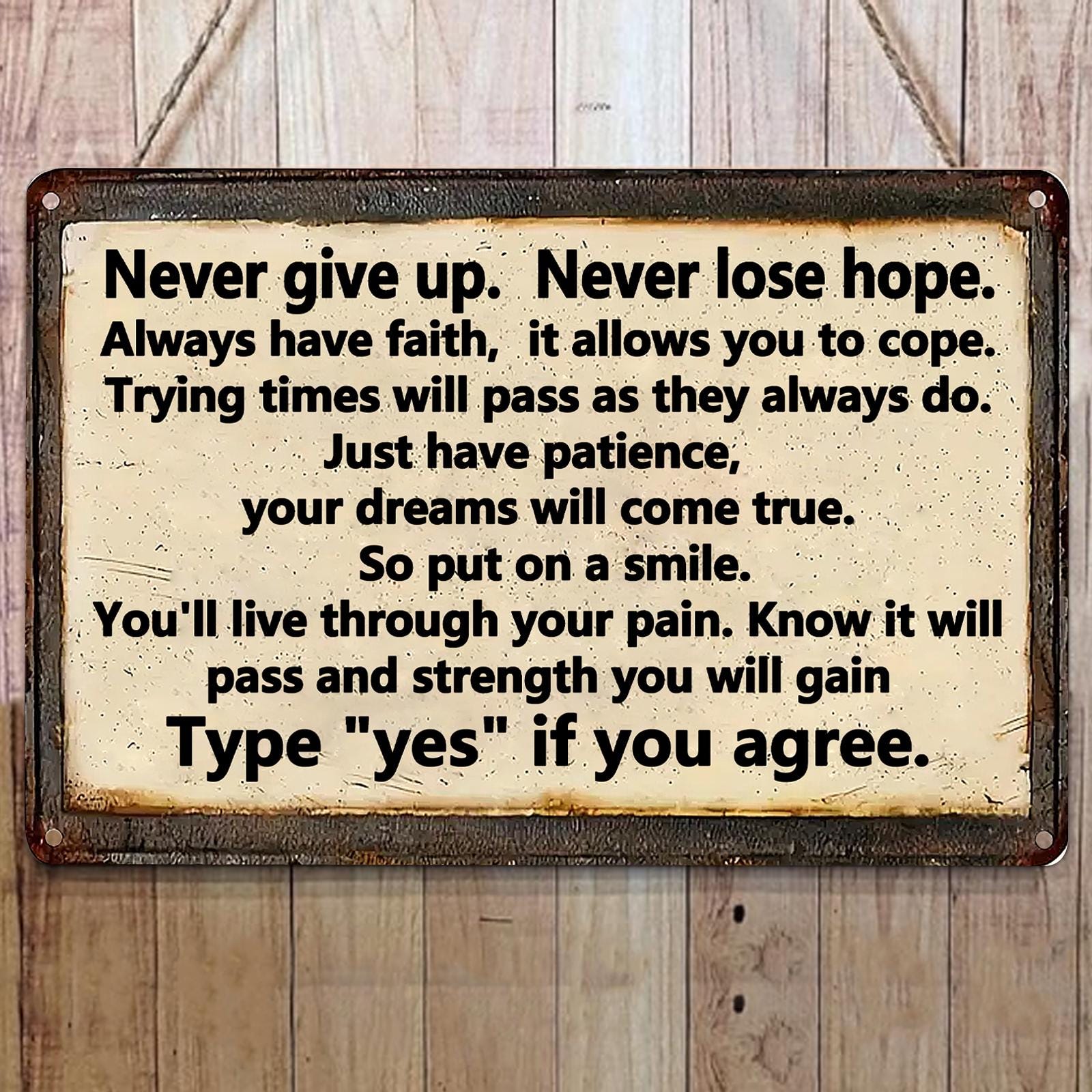 Rustic Motivational Metal Sign: Vintage Style Inspirational Wall Art