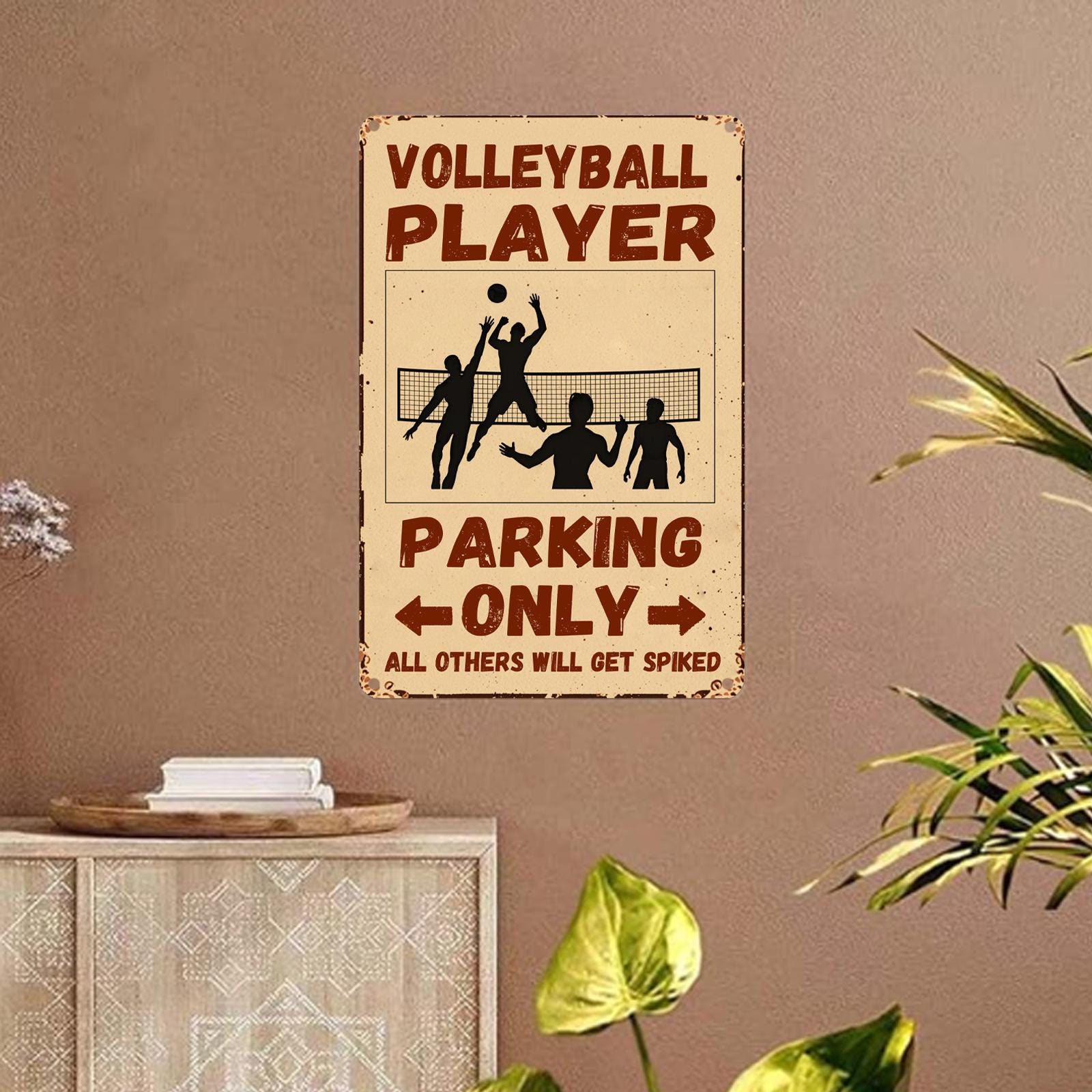 Vintage Volleyball Parkplatz Metallschild | Lustige Sport Garage Deko