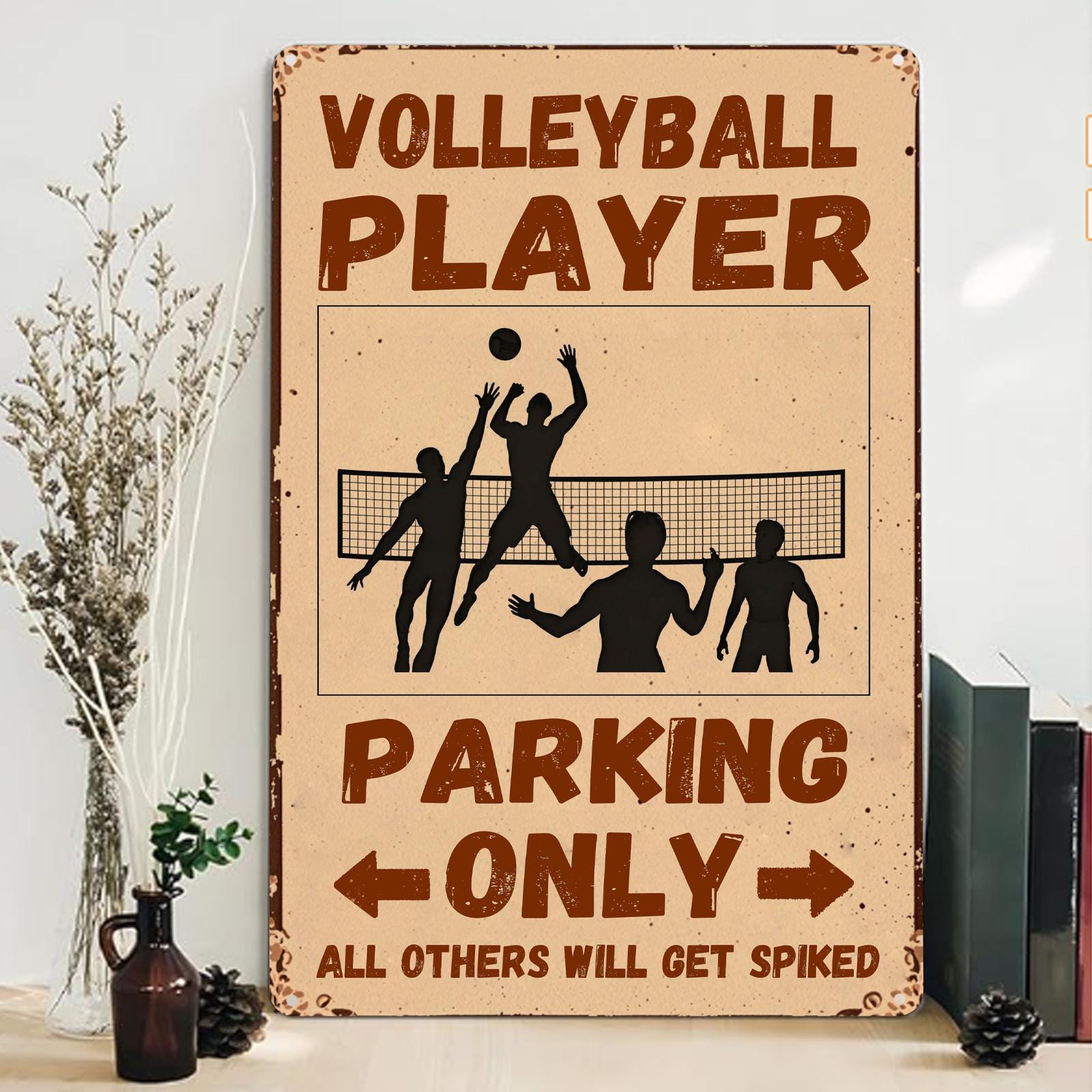 Vintage Volleyball Parkplatz Metallschild | Lustige Sport Garage Deko