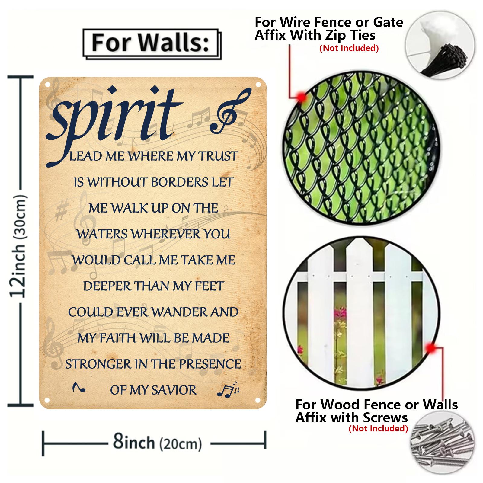 Vintage "Spirit Lead Me" Metal Sign: Church, Home, Office Decor