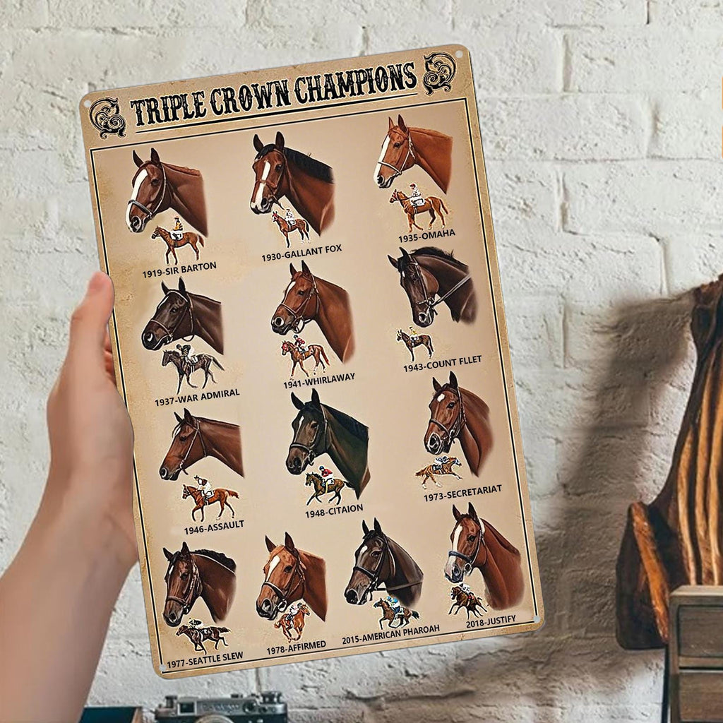 Vintage Metallschild Pferderennen | Triple Crown Champions, Reitsport-Deko