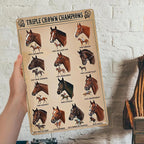 Vintage Metallschild Pferderennen | Triple Crown Champions, Reitsport-Deko