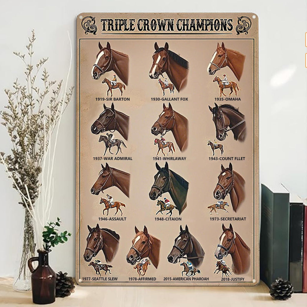 Vintage Metallschild Pferderennen | Triple Crown Champions, Reitsport-Deko
