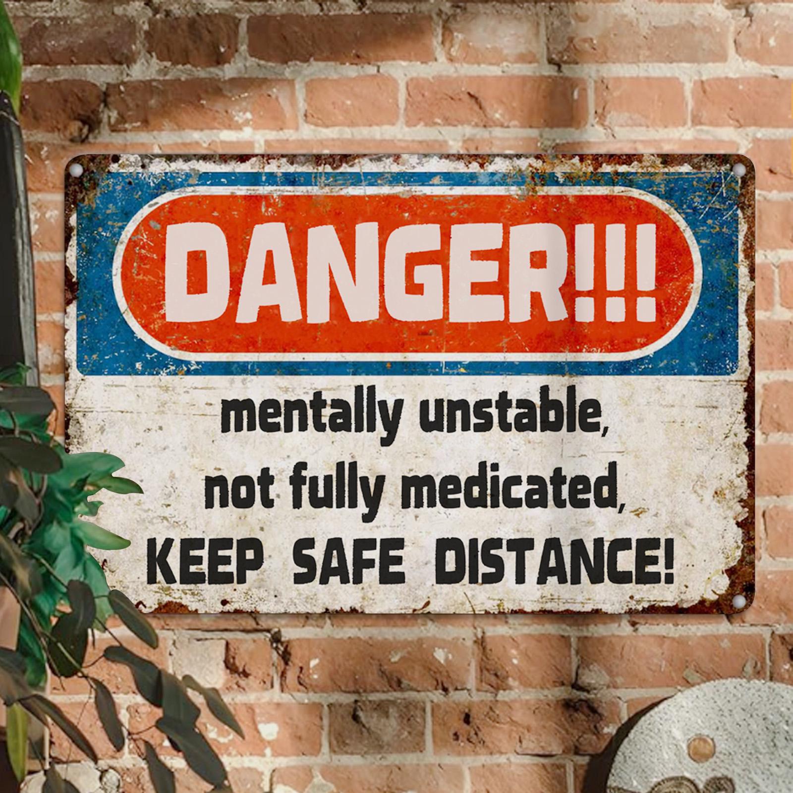 Funny Danger Warning Metal Sign: Sarcastic Vintage Bar Garage Decor