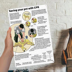 Panneau métallique de réanimation cardio-pulmonaire vintage pour animaux de compagnie | Instructions de premiers secours pour chiens et chats